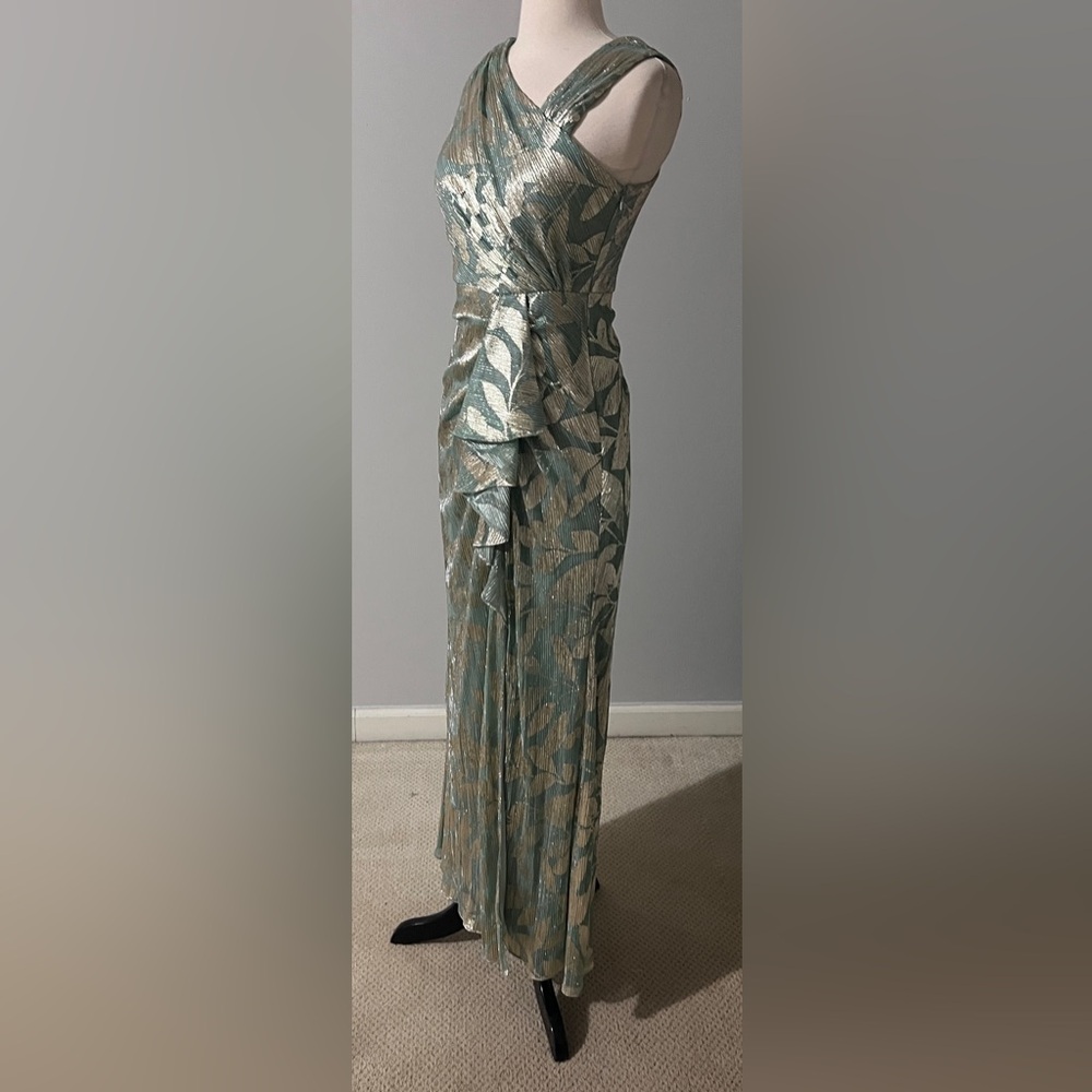 NWT Adrianna Papell Foiled Asymmetrical Evening Gown | Size 4P - Picture 7 of 12